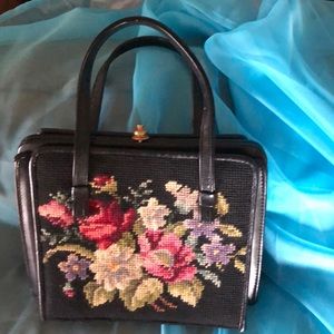 Vintage handbag with needle point work